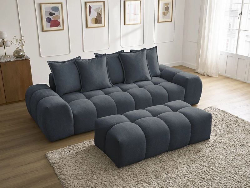Canapé 3 places avec pouf BOBOCHIC EVEREST