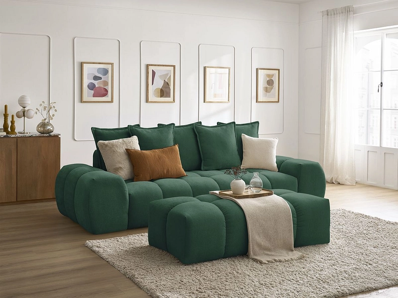 Canapé 3 places avec pouf BOBOCHIC EVEREST