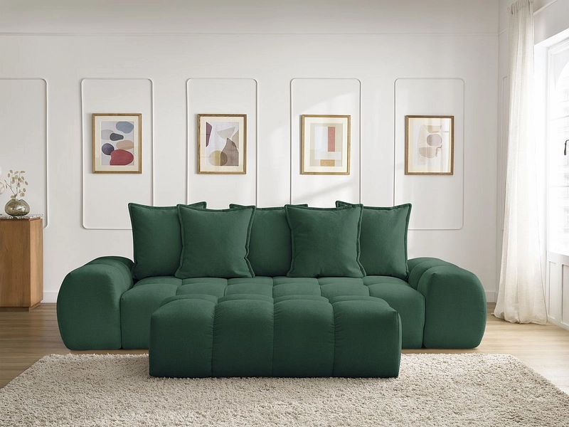 Canapé 3 places avec pouf BOBOCHIC EVEREST