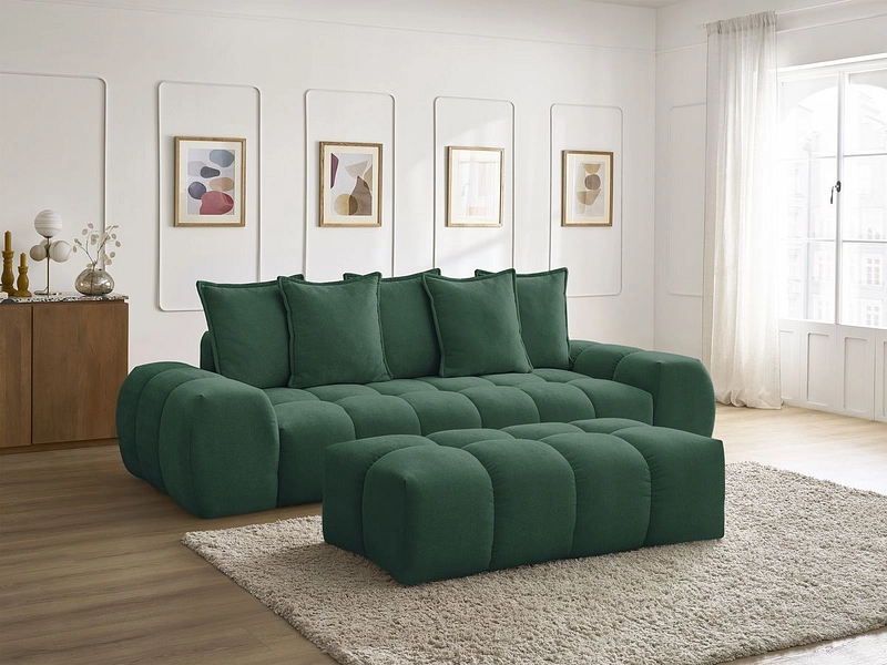 Canapé 3 places avec pouf BOBOCHIC EVEREST