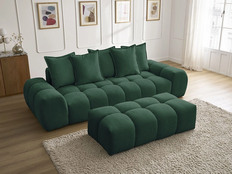 Canapé 3 places avec pouf BOBOCHIC EVEREST