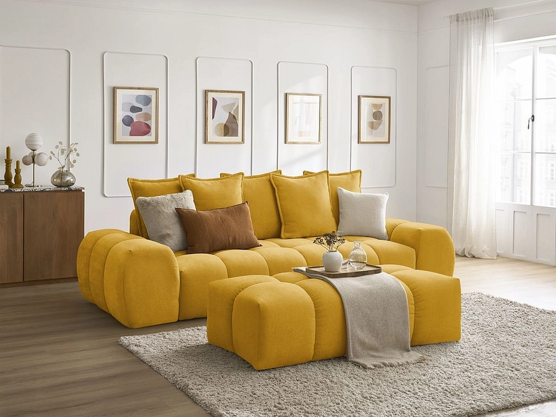 Canapé 3 places avec pouf BOBOCHIC EVEREST