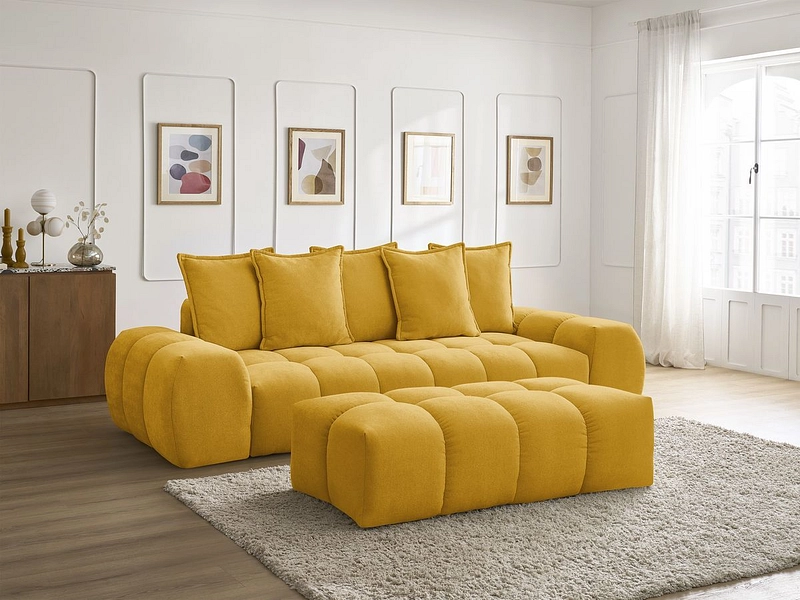 Canapé 3 places avec pouf BOBOCHIC EVEREST