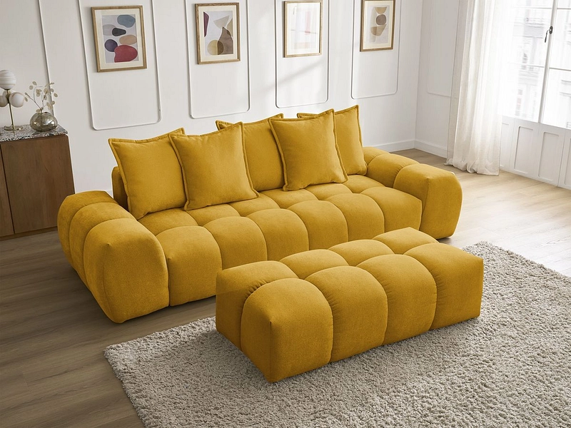 Canapé 3 places avec pouf BOBOCHIC EVEREST