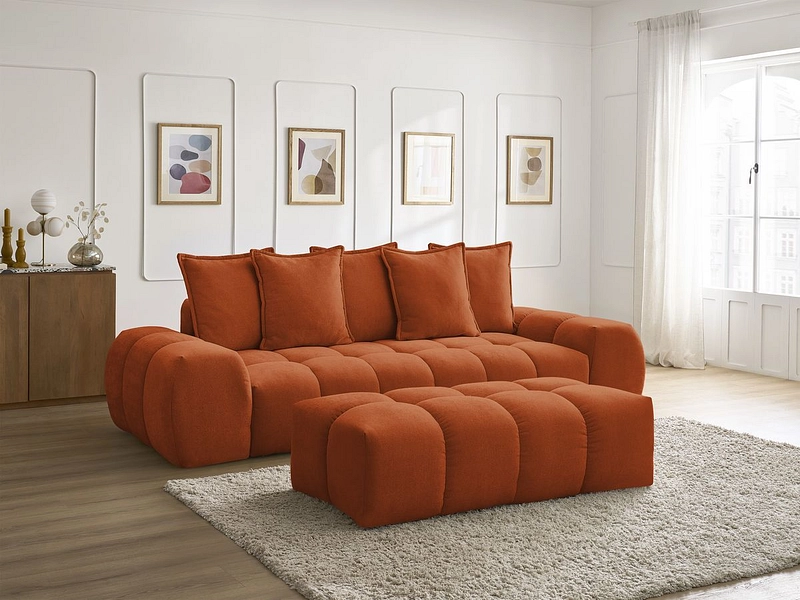 Canapé 3 places avec pouf BOBOCHIC EVEREST