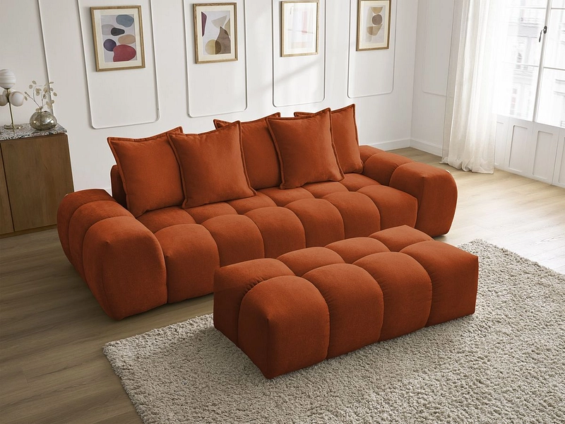 Canapé 3 places avec pouf BOBOCHIC EVEREST