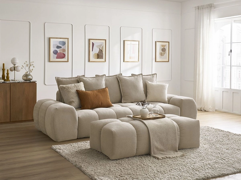 Canapé 3 places avec pouf BOBOCHIC EVEREST