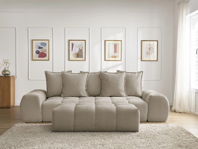 Canapé 3 places avec pouf BOBOCHIC EVEREST