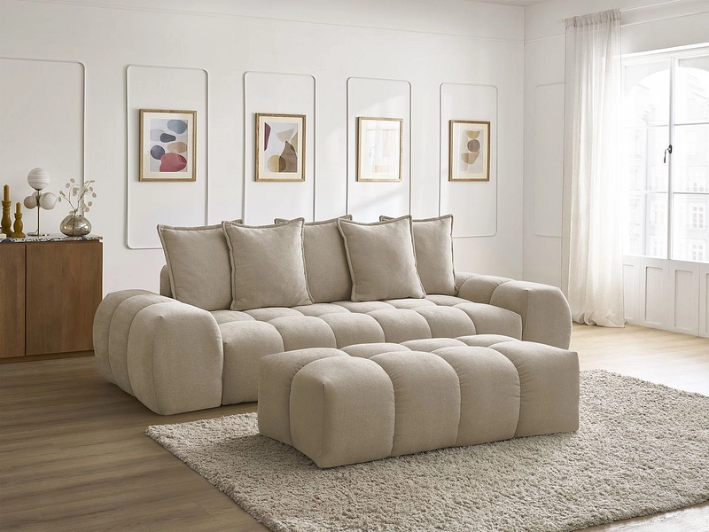 Canapé 3 places avec pouf BOBOCHIC EVEREST