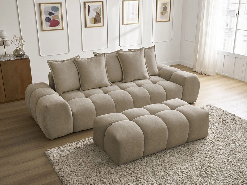 Canapé 3 places avec pouf BOBOCHIC EVEREST