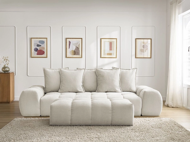 Canapé 3 places avec pouf BOBOCHIC EVEREST