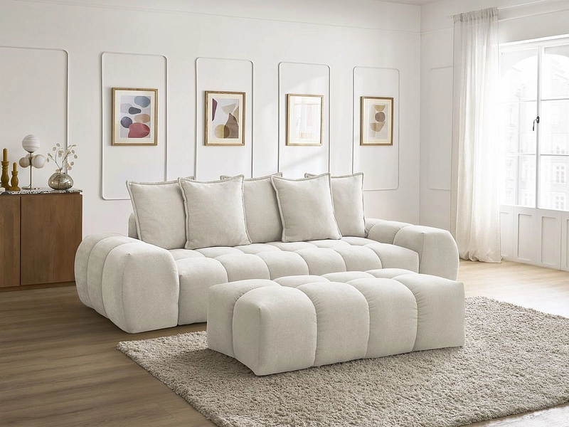 Canapé 3 places avec pouf BOBOCHIC EVEREST
