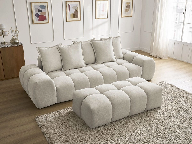 Canapé 3 places avec pouf BOBOCHIC EVEREST