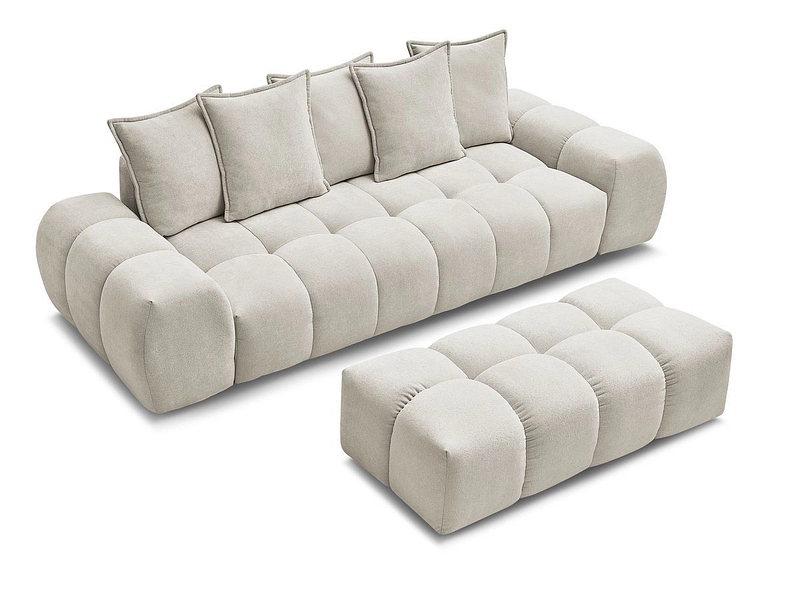 Canapé 3 places avec pouf BOBOCHIC EVEREST