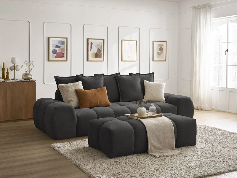 Canapé 3 places avec pouf BOBOCHIC EVEREST