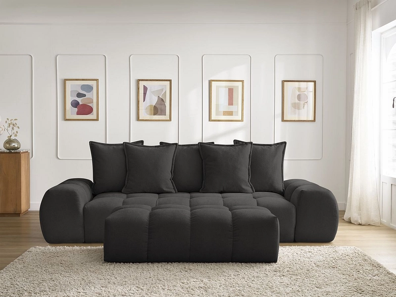 Canapé 3 places avec pouf BOBOCHIC EVEREST