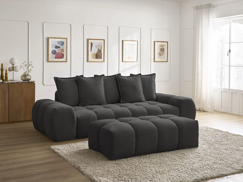 Canapé 3 places avec pouf BOBOCHIC EVEREST
