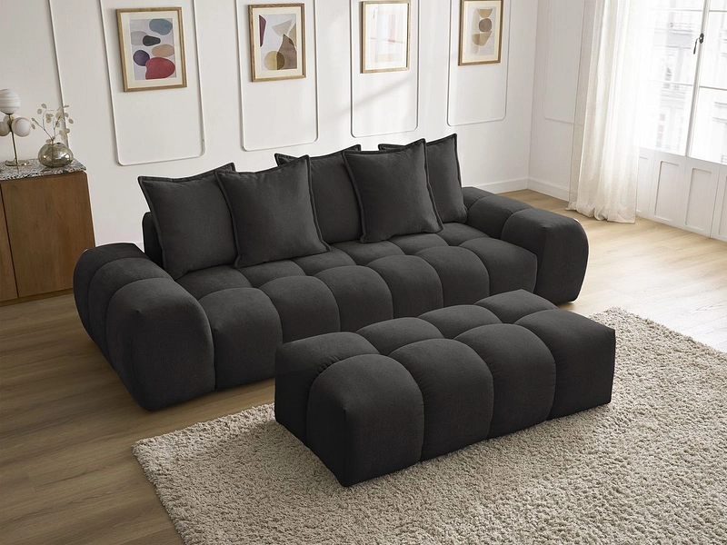 Canapé 3 places avec pouf BOBOCHIC EVEREST