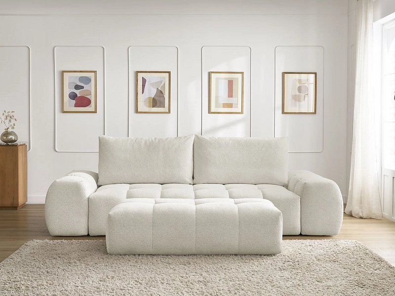 Canapé 3 places avec pouf BOBOCHIC EVEREST
