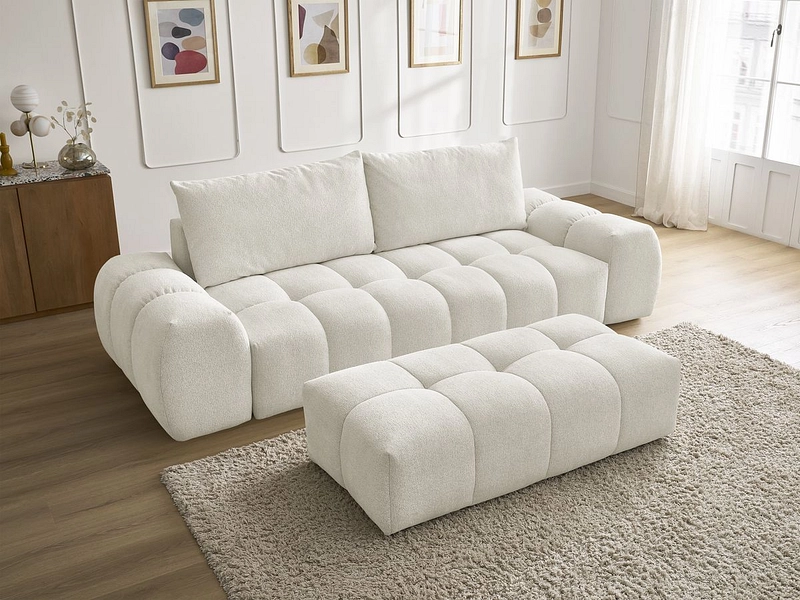 Canapé 3 places avec pouf BOBOCHIC EVEREST