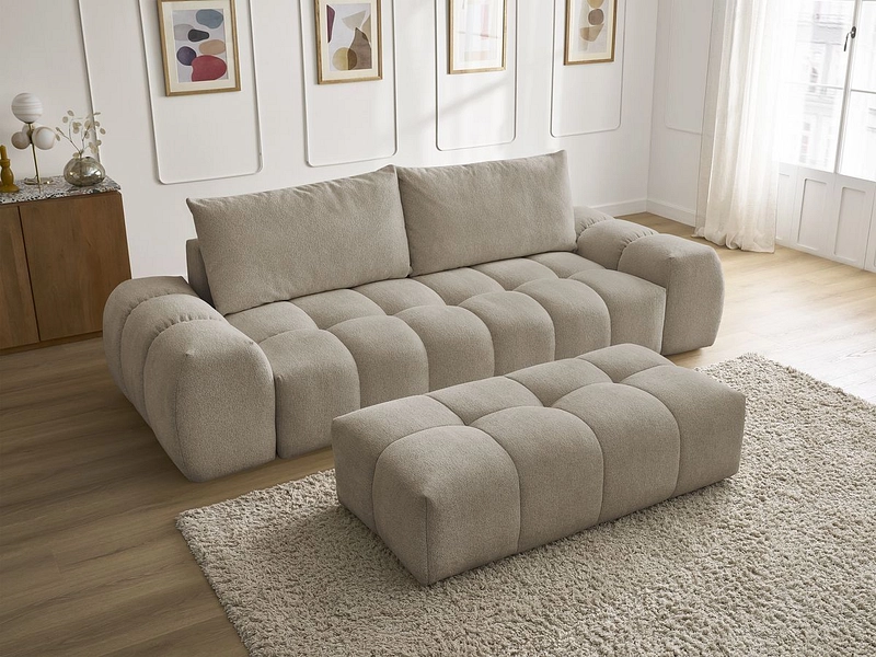 Canapé 3 places avec pouf BOBOCHIC EVEREST