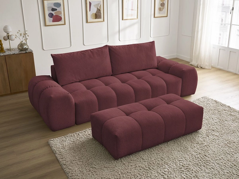 Canapé 3 places avec pouf BOBOCHIC EVEREST