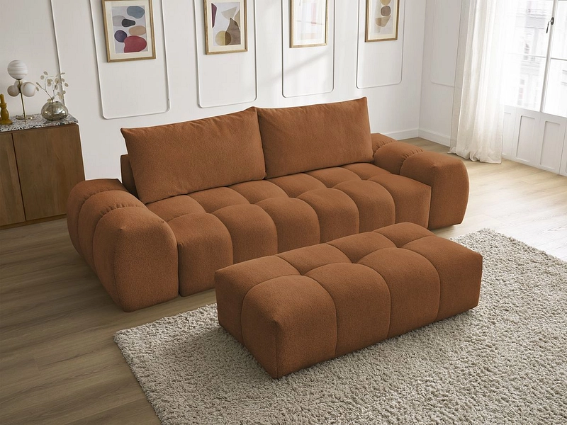 Canapé 3 places avec pouf BOBOCHIC EVEREST