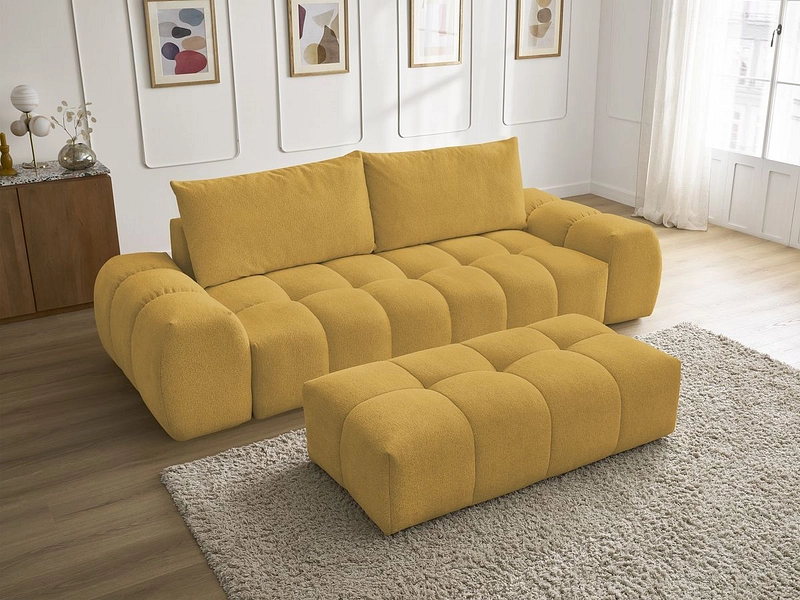 Canapé 3 places avec pouf BOBOCHIC EVEREST