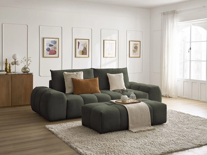 Canapé 3 places avec pouf BOBOCHIC EVEREST