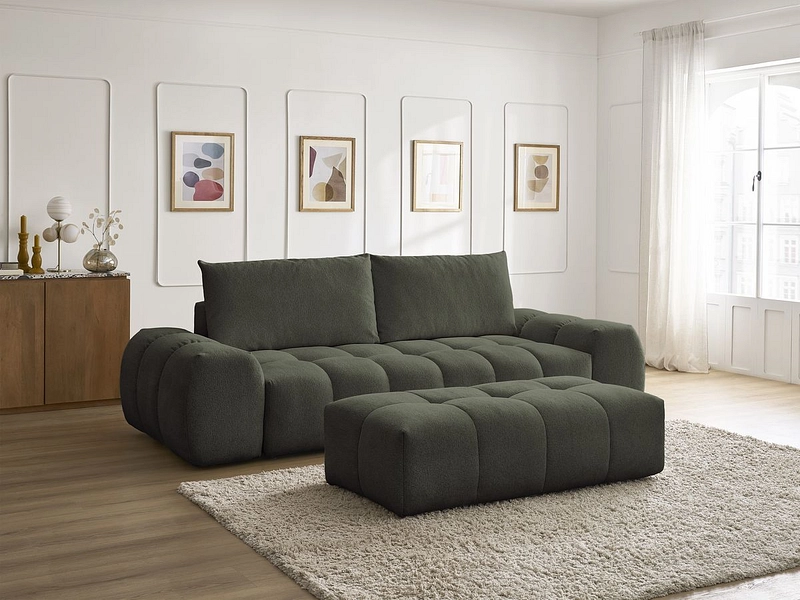 Canapé 3 places avec pouf BOBOCHIC EVEREST