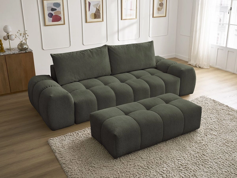 Canapé 3 places avec pouf BOBOCHIC EVEREST