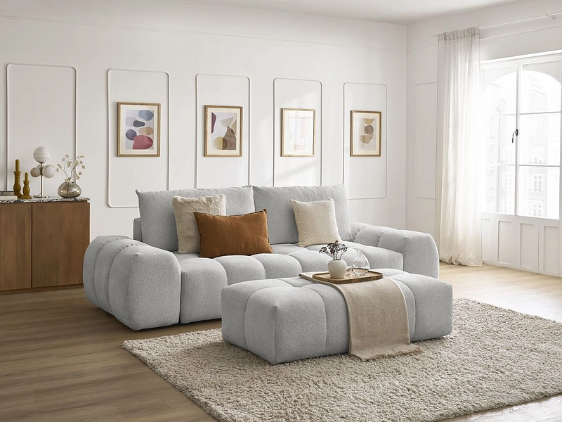 Canapé 3 places avec pouf BOBOCHIC EVEREST