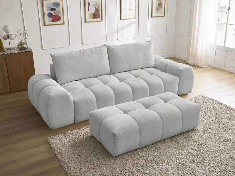Canapé 3 places avec pouf BOBOCHIC EVEREST