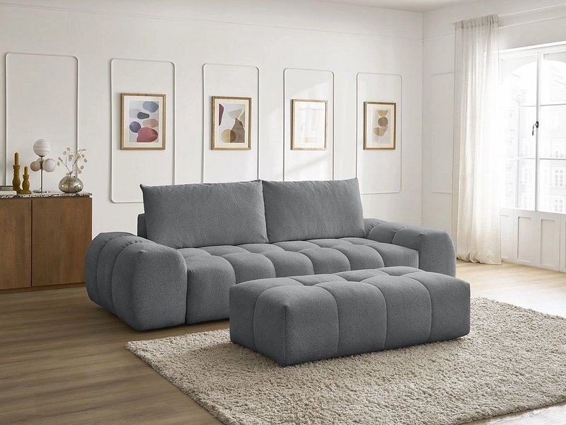 Canapé 3 places avec pouf BOBOCHIC EVEREST