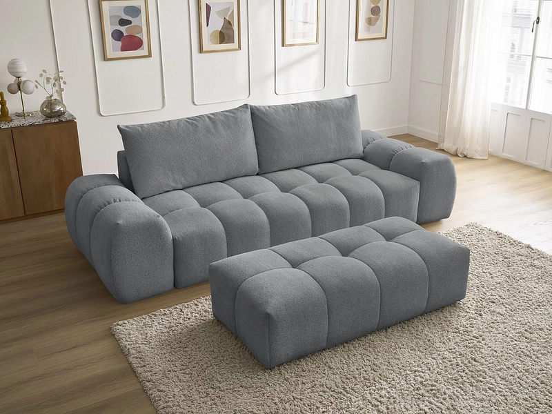 Canapé 3 places avec pouf BOBOCHIC EVEREST