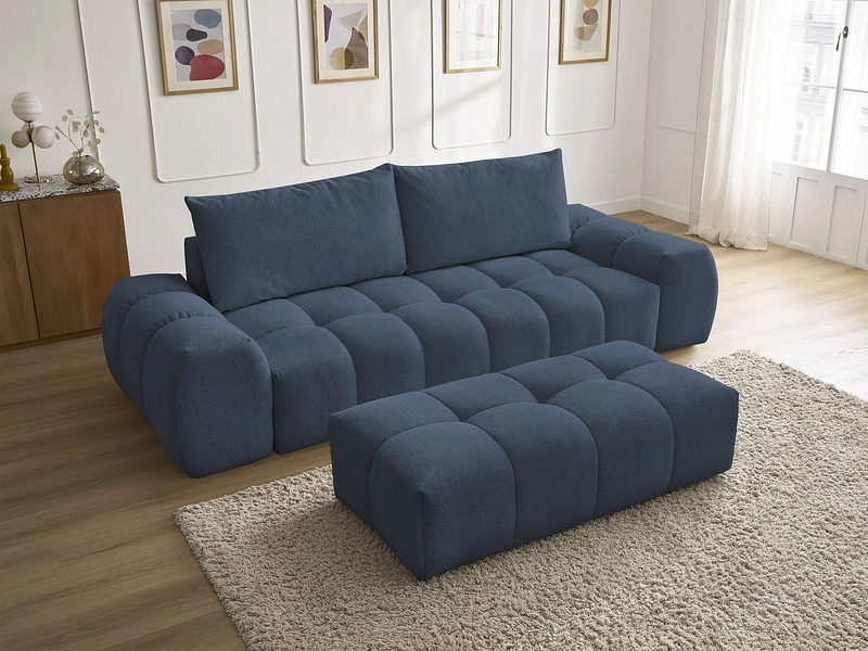 Canapé 3 places avec pouf BOBOCHIC EVEREST