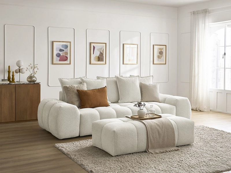 Canapé 3 places avec pouf BOBOCHIC EVEREST