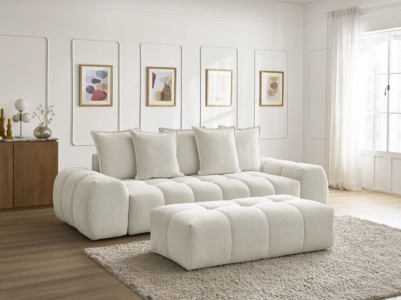 Canapé 3 places avec pouf BOBOCHIC EVEREST