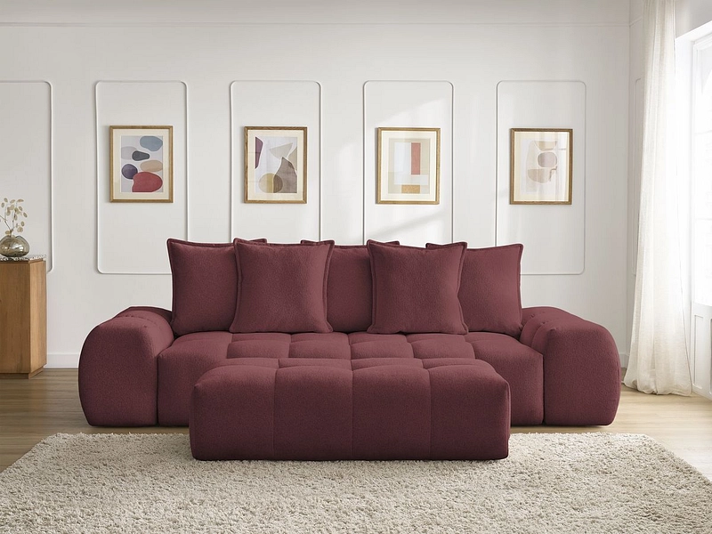 Canapé 3 places avec pouf BOBOCHIC EVEREST