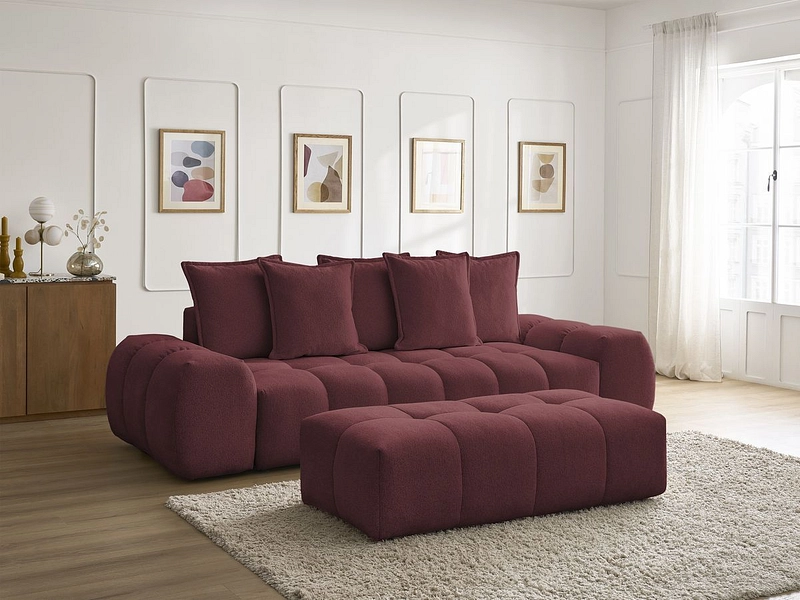 Canapé 3 places avec pouf BOBOCHIC EVEREST