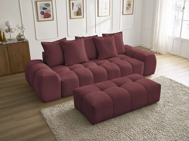 Canapé 3 places avec pouf BOBOCHIC EVEREST