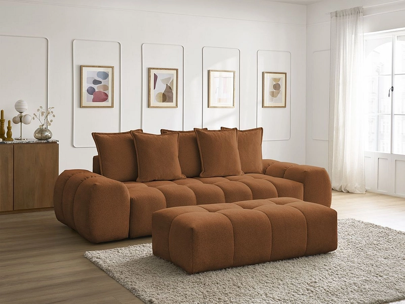 Canapé 3 places avec pouf BOBOCHIC EVEREST