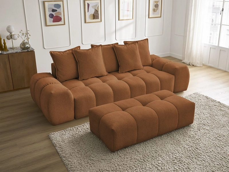 Canapé 3 places avec pouf BOBOCHIC EVEREST