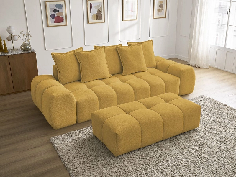 Canapé 3 places avec pouf BOBOCHIC EVEREST