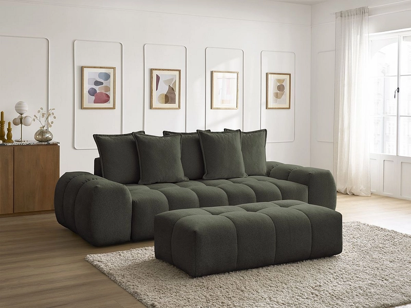 Canapé 3 places avec pouf BOBOCHIC EVEREST
