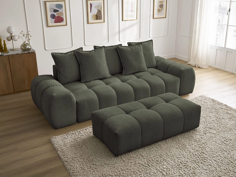 Canapé 3 places avec pouf BOBOCHIC EVEREST