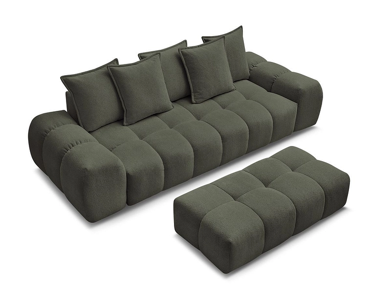 Canapé 3 places avec pouf BOBOCHIC EVEREST