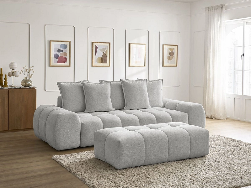 Canapé 3 places avec pouf BOBOCHIC EVEREST
