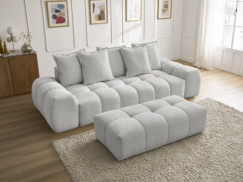 Canapé 3 places avec pouf BOBOCHIC EVEREST