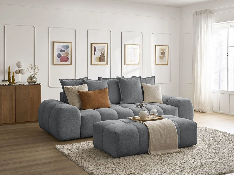 Canapé 3 places avec pouf BOBOCHIC EVEREST